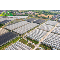 Landbouwkas met meerdere overspanningen, van gegalvaniseerd staal, geschikt voor zaailingkweek en planten.