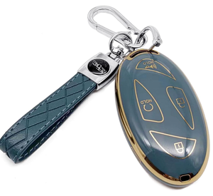 Forma ovalada mini borde dorado suave TPU plástico para <span class=keywords><strong>Hyundai</strong></span> <span class=keywords><strong>Kona</strong></span> 2024 funda para llavero 5 7 botón - Product Image 2