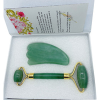 Meilleures ventes en ligne 2023 - Rouleau de massage facial personnalisé 100% naturel en quartz rose - Ensemble de rouleaux de jade pour le visage - Réduction de la cellulite - Lifting du visage