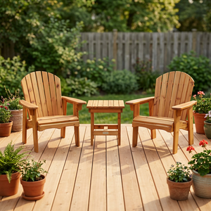 Solid Wood Adirondack Outdoor Garden Chair <b>Armchair</b> for Patio & Courtyard - Product Image 2