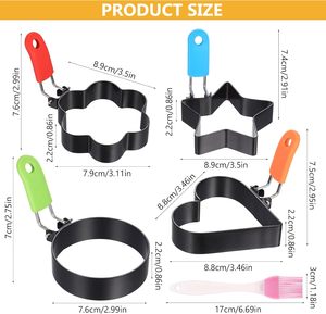 Molde de acero inoxidable antiadherente para huevos fritos, molde para tortitas, molde para omelette, utensilios de cocina para freír huevos, accesorios de cocina, anillos para huevos. - Product Image 2