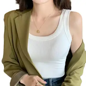 인기있는 여성의 슬림 바디 캐미솔 통기성 여름 민소매 언더 셔츠 조끼 스레드가있는 겉옷 가슴 탑