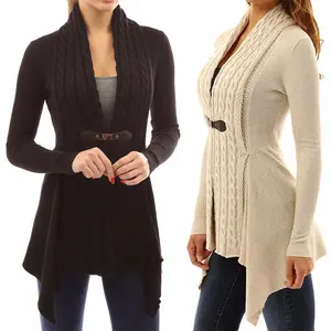 फैशन गिरावट शरद ऋतु सर्दियों बुना हुआ लंबे कोट जैकेट देवियों कार्डिगन महिलाओं के स्वेटर