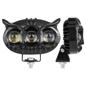Phare antibrouillard pour moto, double couleur jaune et blanc, neuf, motif hibou à trois yeux, accessoires pour moto et voiture - Product Image 1