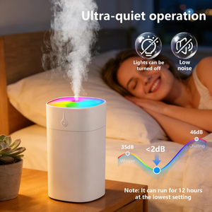 Humidificateur d'air grande capacité 400 ml avec lumière, diffuseur silencieux, mini humidificateur de bureau pour voiture, maison, travail - Product Image 2