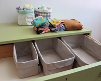 Sac de rangement en papier kraft lavable, grande capacité, panier pliable pour vêtements et jouets, logo personnalisé, vente en gros
