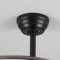 Lampu Kipas Plafon Retraktil RGB Modern dengan Lampu LED Dimmable, 3 Baling-baling Tersembunyi, Motor DC, dan Remote Control untuk Rumah Indoor