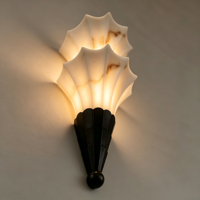 Applique murale en verre plissé de luxe moderne, lampe murale décorative en acier inoxydable noir pour l'intérieur des villas et des hôtels