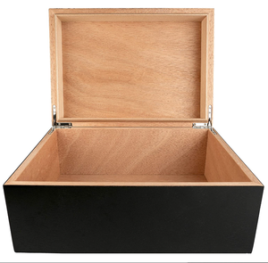 Large Wooden Box with Hinged Lid Wood Black Stash Storage wooden Box Decorative boxes with lids