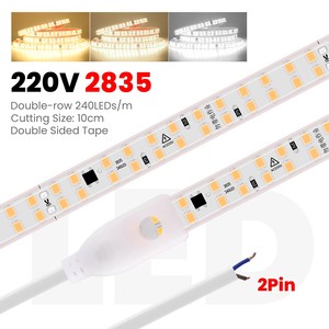 Tira de Luces LED de 220V, Impermeable, 240 LED/m, Blanco Natural Cálido, 2835, Flexible, con Diodo IC, Cinta Adhesiva - Product Image 5