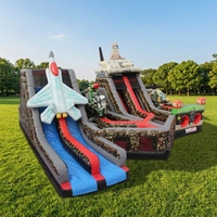 WINUSN Giant Rush, Circuito de Obstáculos Inflable, Circuito de Obstáculos Warcraft con Avión y Tanque