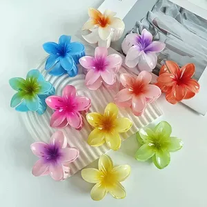Nuove fermagli per capelli a forma di fiore di Plumeria da 8 cm per donne e ragazze, forcine coreane a forma di fiore a uovo, fermagli per capelli hawaiani per matrimoni e feste. - Product Image 2