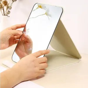 Espejo de Maquillaje Plegable de Acero Inoxidable Portátil de Alta Calidad, de un Solo Lado, Creativo, para Mujer, de Color Sólido, con Función de Escritorio - Product Image 6