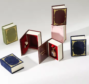 Unique Design Book-Shaped Velvet Jewelry <b>Box</b> Magnetic Flip Lid <b>Ring</b> <b>Box</b> Luxury Handmade Jewelry Packaging Gift <b>Box</b> for Women - Product Image 6
