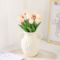 Buket Bunga Tulip Buatan Berkualitas Tinggi dari PU Embossed, Model Tulip dari Cina untuk Dekorasi Rumah, Kamar Tidur, dan Perlengkapan Pemotretan