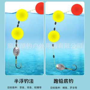 Ensemble de pêche à la ligne sphérique avec ligne PE, diamètre 2 3 4 5, flotteur léger pour la pêche en ruisseau, réservoir et étang - Product Image 3