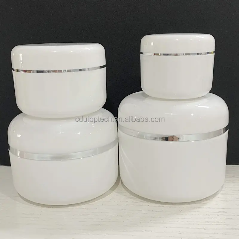 Rỗng xi lanh trắng chăm sóc da Jar 20ml 30ml 50ml 100ml 250ml nhựa mỹ phẩm PP Kem Jar với bạc Dome Nắp