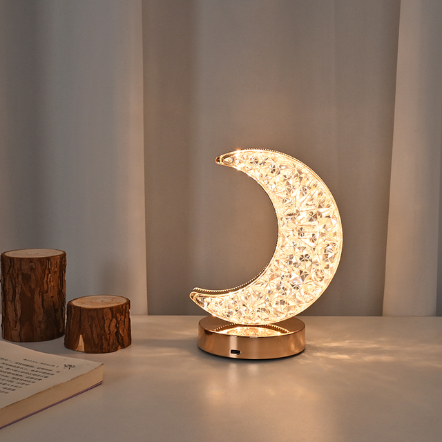 Table Lights Crystal Moon Star Dormitorio Mesa Escritorio Lampara Luces De Noche Home Bedroom Decor Night Light LED Desk Lamps