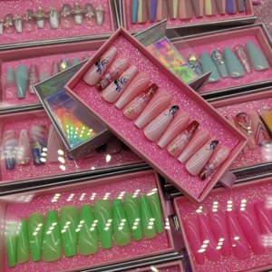 Uñas postizas cortas de lujo con diamantes, diseño de uñas artificiales, <span class=keywords><strong>bailarina</strong></span>, prensa francesa, Popular, novedad de 2023 - Product Image 5