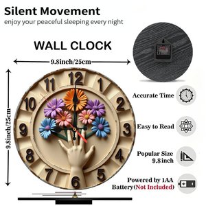 Round Wooden Wall <b>Clock</b> 25cm Quiet Quartz Movement Indoor Decor For Living Room Apartment - Product Image 3