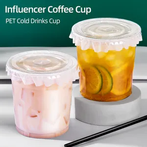 Custom Logo Print Disposable Ice 6 10 12 16 24 Oz Coffee Cold Hot Cup Pet PP/PET Boba Plastic Cups