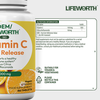 LIFEWORTH Compléments alimentaires Vitamine C Comprimés de soutien immunitaire pour adulte