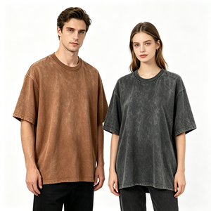 เสื้อยืดคอกลมโอเวอร์ไซส์ผ้าฝ้ายสีพิเศษฟอกกรดสำหรับผู้ชาย คุณภาพพรีเมียม ทรงไหล่ตก สไตล์วินเทจ สตรีทแวร์ - Product Image 2