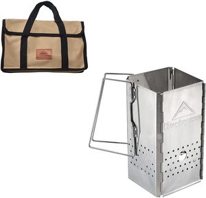 ハイキング折りたたみ式チャコールストーブバーナーグリルステンレス鋼キューブ形状ポータブル屋外ホームキャンプ薪ストーブ - Product Image 1