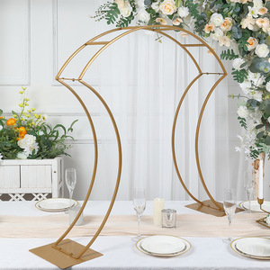 LANJO Gold Metal Floral <b>Arch</b> <b>Frame</b> Wedding Table Centerpiece Stand With Curvy Design - Product Image 2