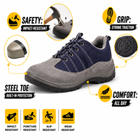 Chaussures de sécurité basses en daim et maille pour chantier, avec embout en acier, semelle intermédiaire anti-perforation en fer, double couche, été, unisexe, usage industriel