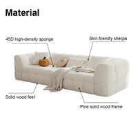 Canapé Minimaliste Nordique de Luxe en Sherpa et Velours Blanc Glace 3 Places