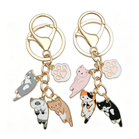 Porte-clés en métal personnalisé en gros, multi-breloques lapin, émail souple et dur, motif animal et fleur, tendance, cadeau pour femme, vente en gros