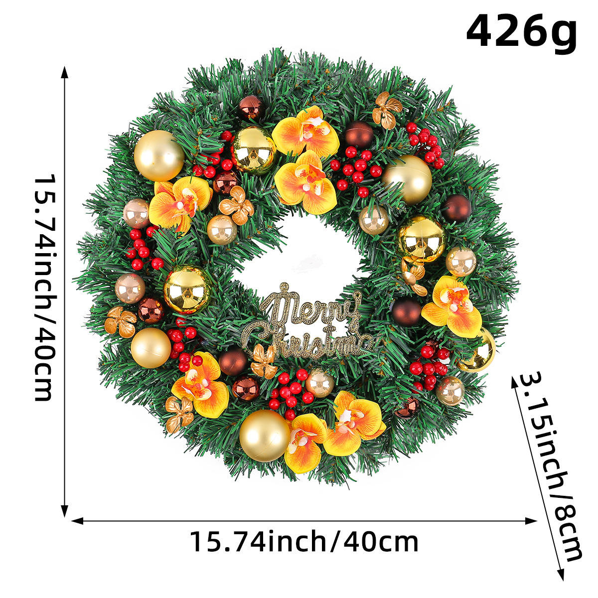 Little yellow flower Christmas ball wreath