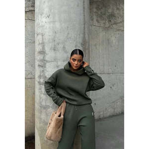 Conjunto Deportivo con Capucha Estampado en Color Caqui, Cómodo y Transpirable, Ropa Deportiva para Invierno, para Correr, Informal, Sólido, Personalizado, Talla Grande, con Logotipo - Product Image 1