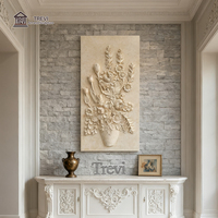 TREVI Art mural en pierre naturelle de villa européenne de haute qualité, relief en marbre avec sculpture de fleurs et d'herbe pour la décoration