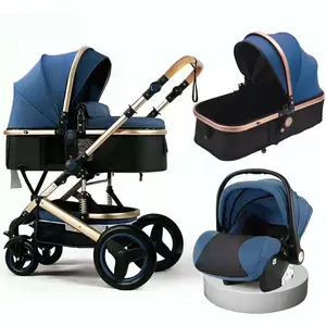 Yeni tasarım lüks 0-36 ay popüler katlanabilir 3 in1 bebek seyahat buggy arabası arabası pram arabası araba koltuğu ile yenidoğan için