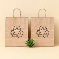 Sacs cadeaux en papier kraft brun imperméables avec poignées en corde de coton, impression sérigraphique, recyclables, fond carré, capacité 1 kg