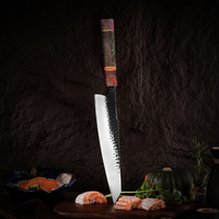 Pisau dapur tempa buatan tangan 9.5 "pisau Kiritsuke baja karbon AUS10 Jepang 3 lapis dengan pegangan kayu padat