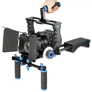 DSLR Rig — Kit de plate-forme pour caméra, 5 en 1, Support d'épaule, boîte mate, mise au point, Support en forme de C pour Canon 5D Mark III 5D2 60D 70D