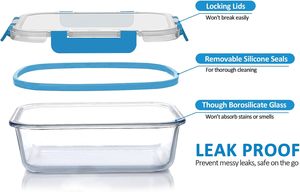 Lot de 8 récipients en verre pour la préparation des repas avec couvercles, boîtes à lunch Snapware pour le stockage des aliments, récipients de cuisine hermétiques pour les restes - Product Image 2