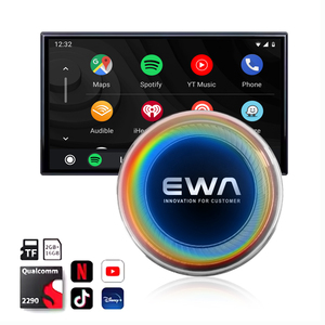 กล่องมัลติมีเดียพกพาในรถยนต์ บลูทูธ สเตอริโอ กล่องทีวี Ai Youtube ออโต้ ไร้สาย Carplay ไฟ Ambient Led สำหรับรถยนต์ - Product Image 1