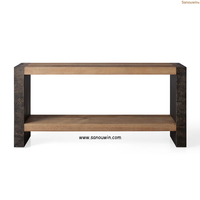 Table console d'intérieur écologique Chêne massif Acier oxydé naturel poli à la main Aspect patiné unique robuste
