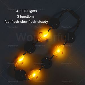 Collier de perles géantes irisées noires et dorées lumineuses clignotantes pour déguisement de fête, carnaval, Mardi Gras, chaîne de perles LED - Product Image 4