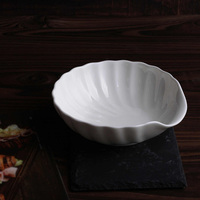 Bol à sauce en céramique de porcelaine fine blanc pur, en forme de coquille, sous glaçure, style chinois