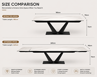 Table à manger carrée moderne extensible en céramique avec pieds en métal, pliable, écologique, capacité supérieure à 10 places