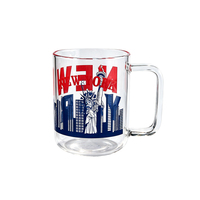 Mug en verre borosilicate 16oz/500ml avec poignée, motif personnalisé, logo, double paroi, sans BPA, emballage cadeau en gros pour café et thé