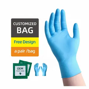 ANBOSON 510K Custom Manufacture Wholesale Safety Protective Examination Powder Free Blue Black Disposable Medical Nitrile Gloves