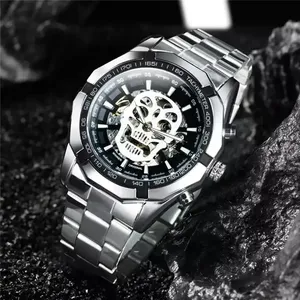 Winner 486 reloj automático hombres correa de acero esqueleto mecánico calavera relojes marca superior de lujo Dropshipping al por mayor - Product Image 3