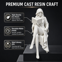 Statue contemporaine de femme lisant découpée au laser, sculpture en PLA, figurine pour les amoureux des livres, pour étagère et décoration intérieure