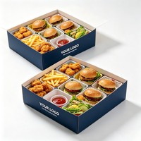 Boîte à emporter pour poulet frit, écologique, avec logo personnalisé, boîte à lunch rectangulaire pour la restauration rapide, emballage en papier avec fenêtre